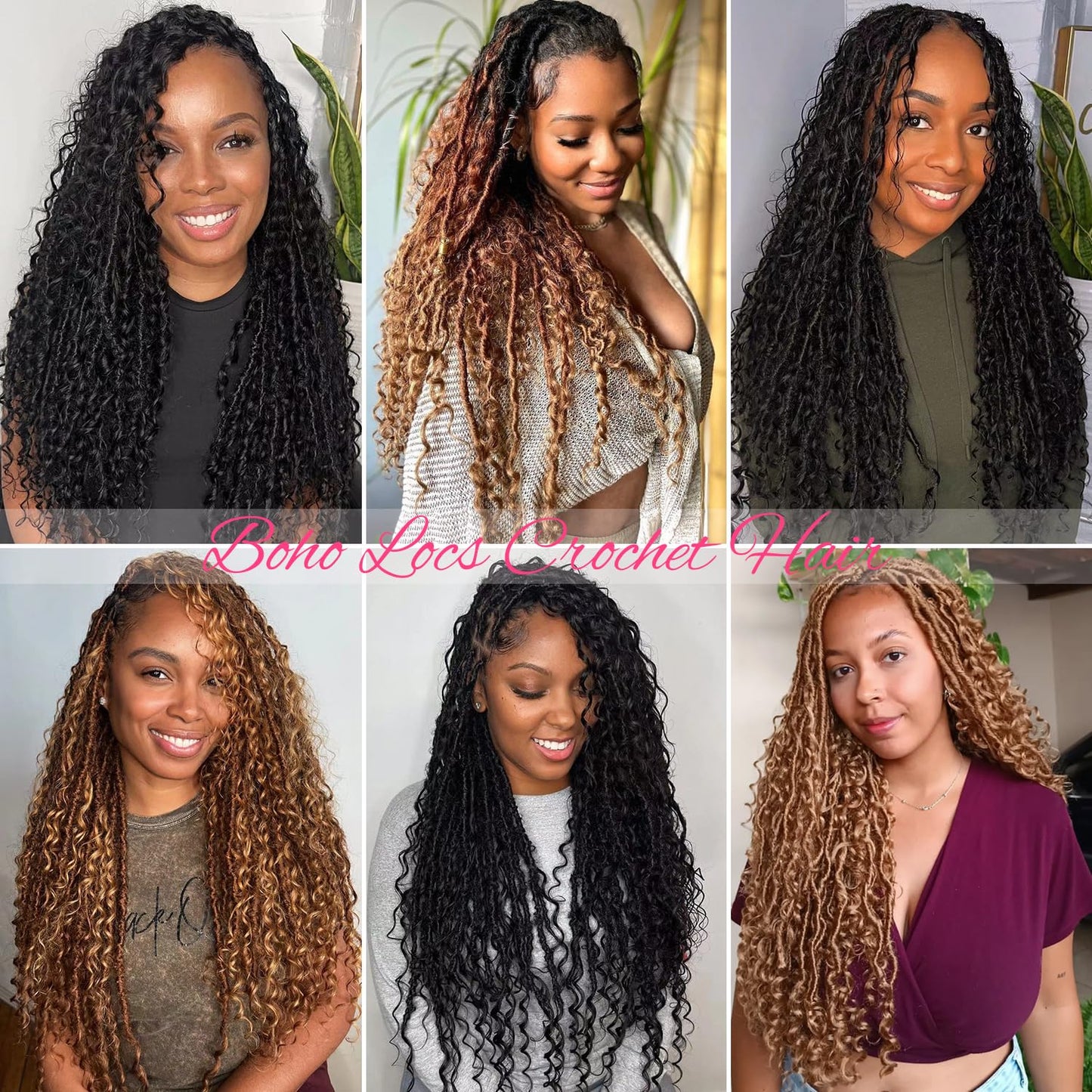 Soft Boho Locs Crochet Hair-30Inch 8Packs Goddess Faux Locs for Black Women(#4, 30 Inch(Pack of 8))