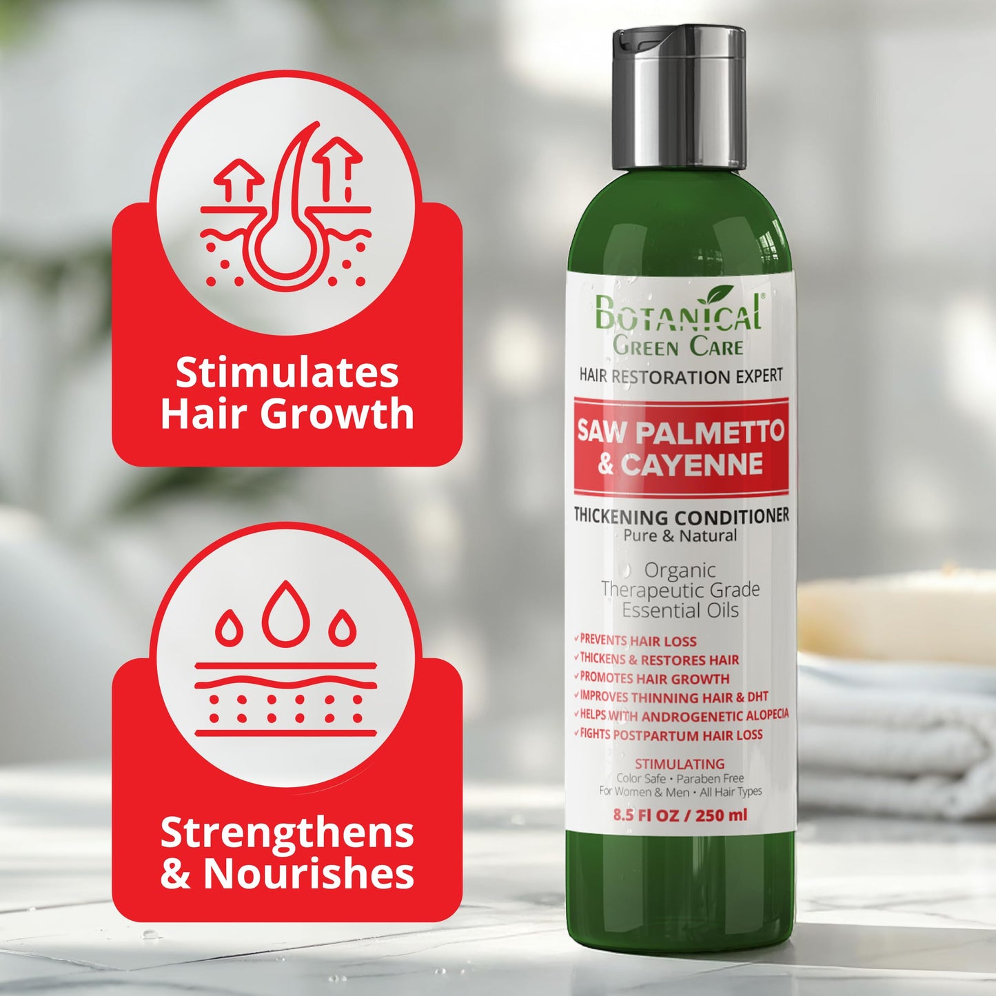 Saw Palmetto & Cayenne Conditioner, Thickening Conditioner for Thinning Hair, Hair Growth, Hair Strengthening