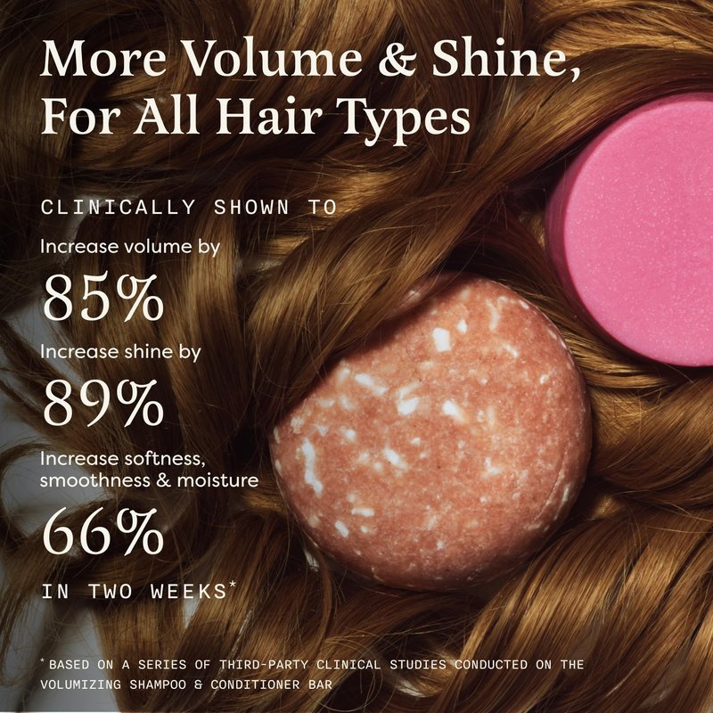 The Earthling Co. Volumizing Shampoo & Conditioner Bar Set For Thickening, Fullness, Strength, and Growth - Sulfate, SIlicone, Paraben Free for Thin, Flat, Fine Hair - Made in USA (Vanilla Coconut)