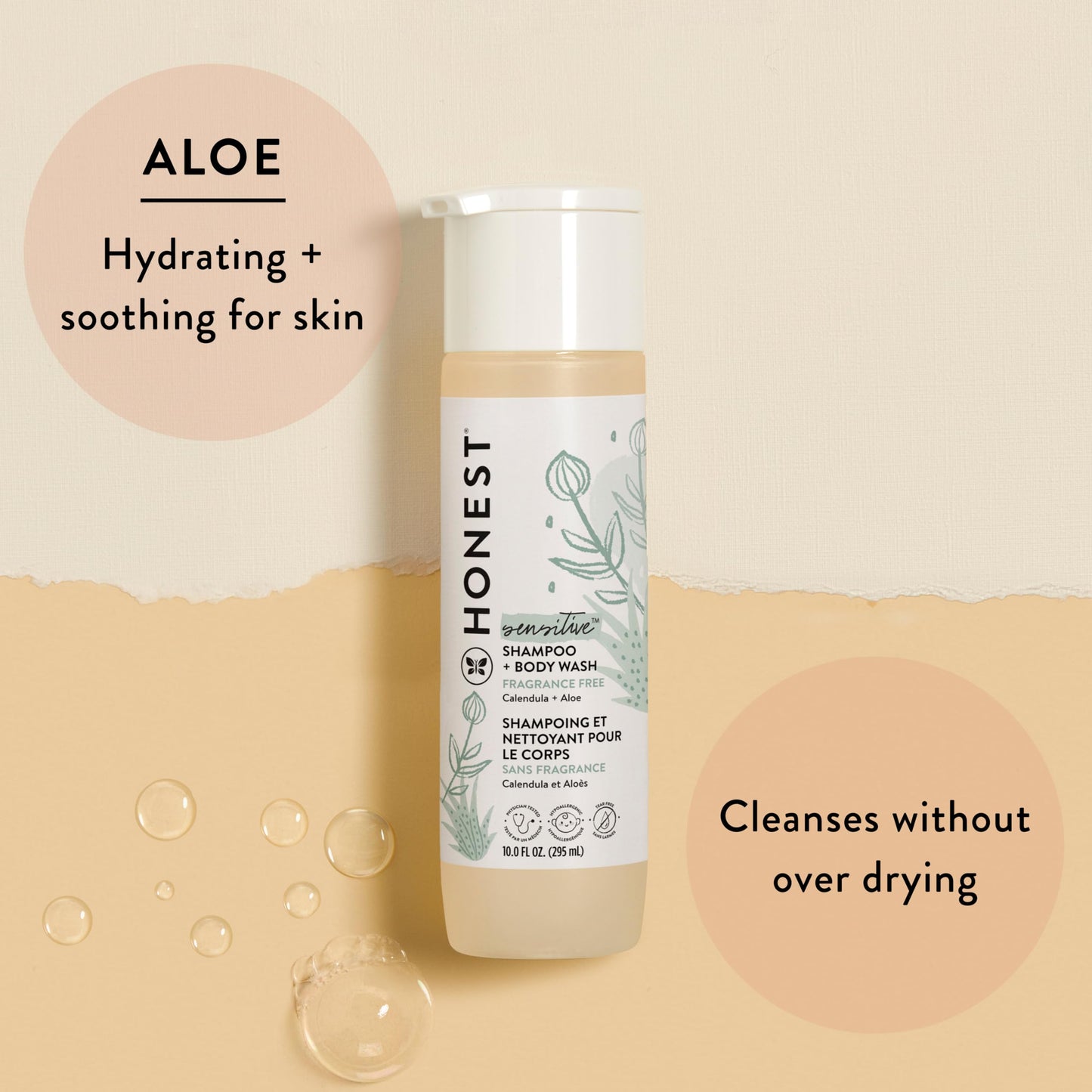 The Honest Company Fragrance Free Bundle for Sensitive Skin | 2-in-1 Cleansing Shampoo + Body Wash and Silicone Free Conditioner | Naturally Derived, Tear free, Hypoallergenic | 20 fl oz