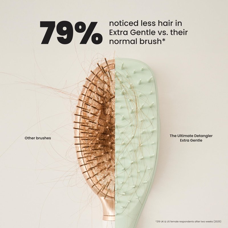 Tangle Teezer Extra Gentle Detangler Hair Brush, with Fewer Bristles for Gentle & Effective Detangling to Minimize Hair Loss & Breakage, Eucalyptus Green