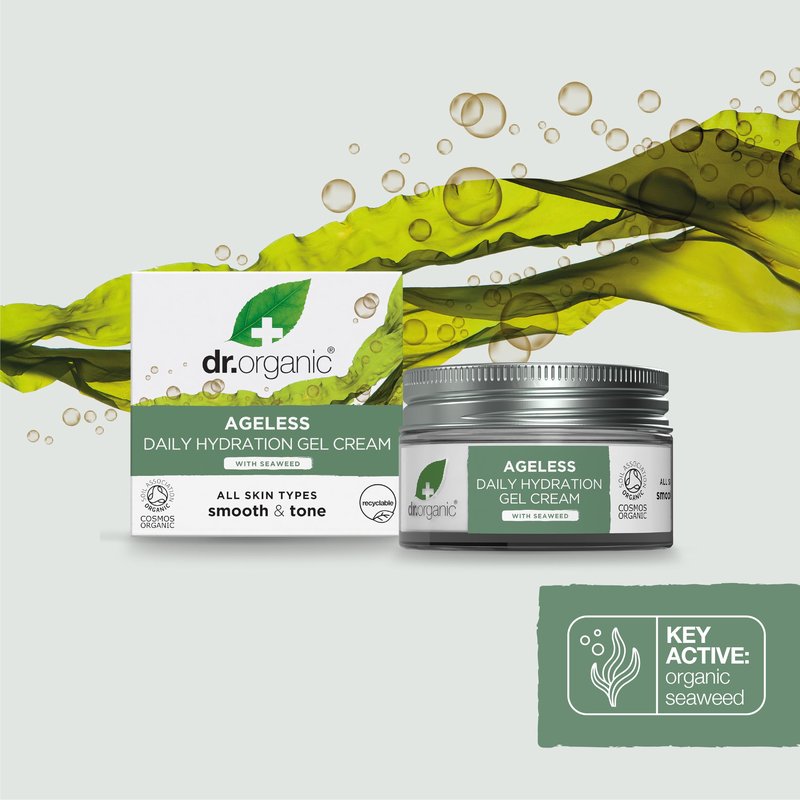 Dr. Organic Ageless Daily Hydration Gel with Seaweed | Hydrating, Tones & Smoothes Complexion, Certified Organic, Paraben & SLS-Free, Recyclable, 50 mL / 1.7 fl oz