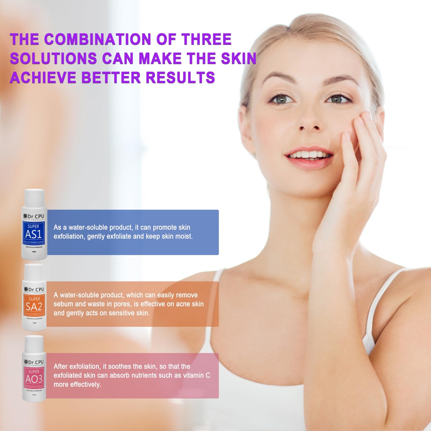 Water Peeling Aqua Peel Concentrated Solution Face cleansing and moisturizing 30ml/1.01oz Per Bottle Dilute to 800ml/27oz Solution Use AS1 SA2 AO3 3 Bottles Per Set Elitzia ETCCS123T