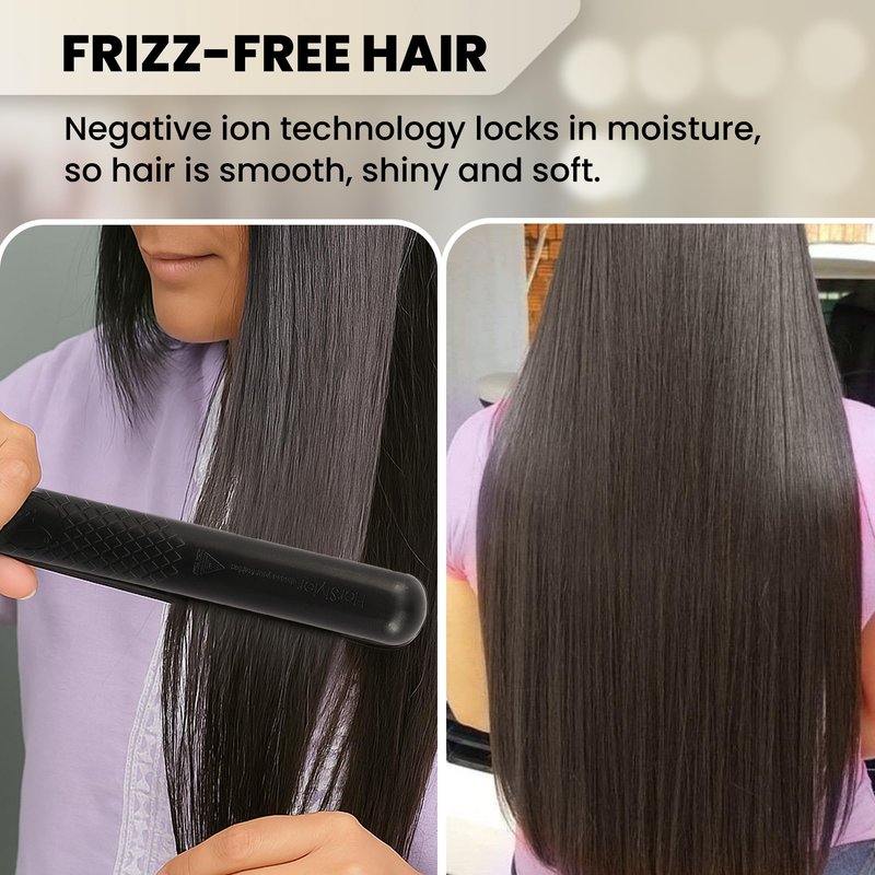 HerStyler Forever Straightening Flat Iron - Travel Friendly Dual Voltage Flat Iron 1.25 inch - Ceramic Hair Straightener for Silken Hair - Negative Ion Technology to Fight Frizz