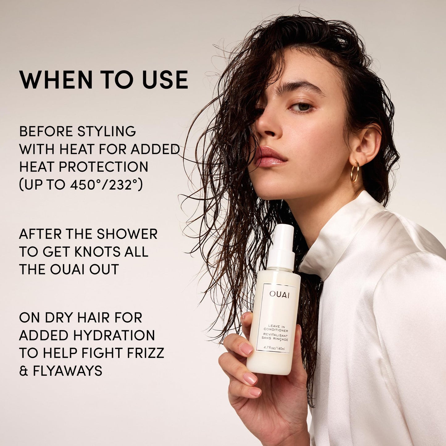 OUAI Leave In Conditioner & Heat Protectant for Hair - Prep Hair for Styling or Use as Detangling Spray to Fight Frizz & Flyaways - No Parabens, Sulfates or Phthalates (1.5 oz) (Pack of 2)