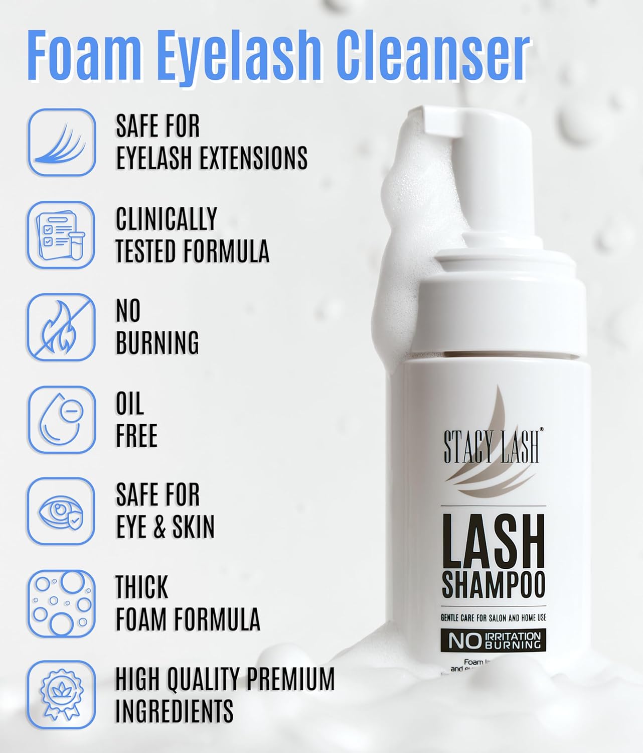 Eyelash Extension Shampoo & Primer Set - 50ml Shampoo | 40ml Foaming Cleanser | Paraben & Sulfate Free