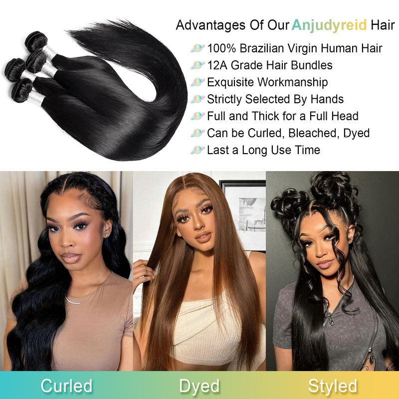 AnJudyReid 13A Straight Bundles Human Hair Bundles Straight 1 Bundle 20 Inch Brazilian Virgin Straight Hair Straight Bundles Human Hair Bundles For Black Woman