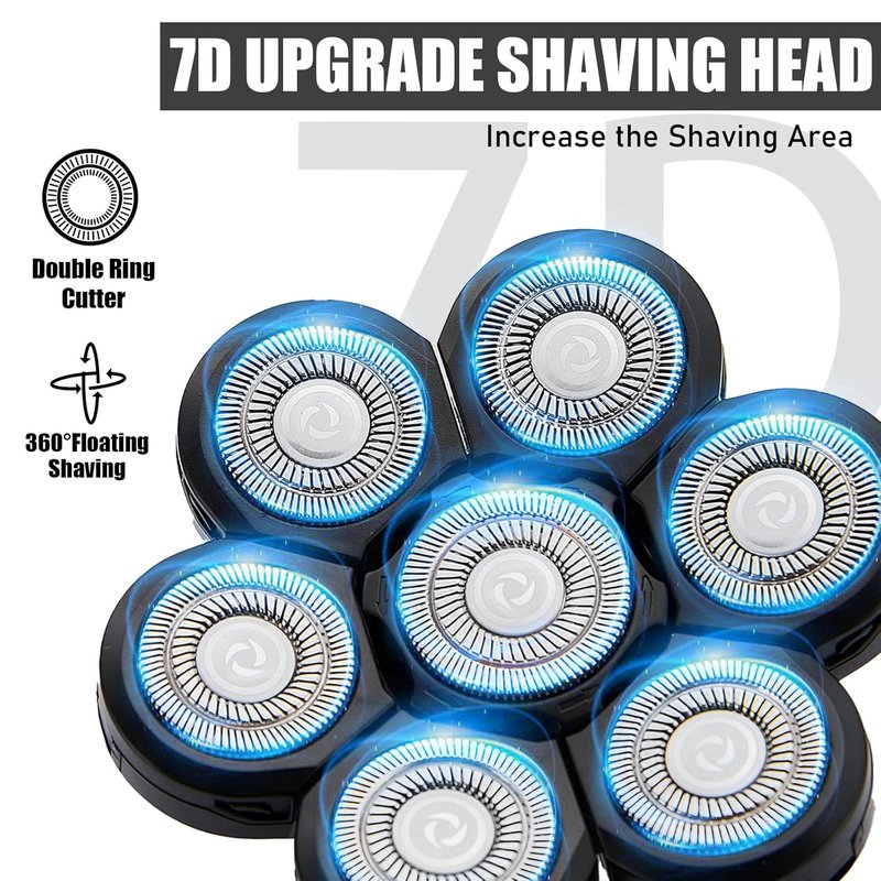 7 Head Shaver Replacement Heads - Electric Razor Blades for Men | Compatible with Multiple Brands (3 Pack)