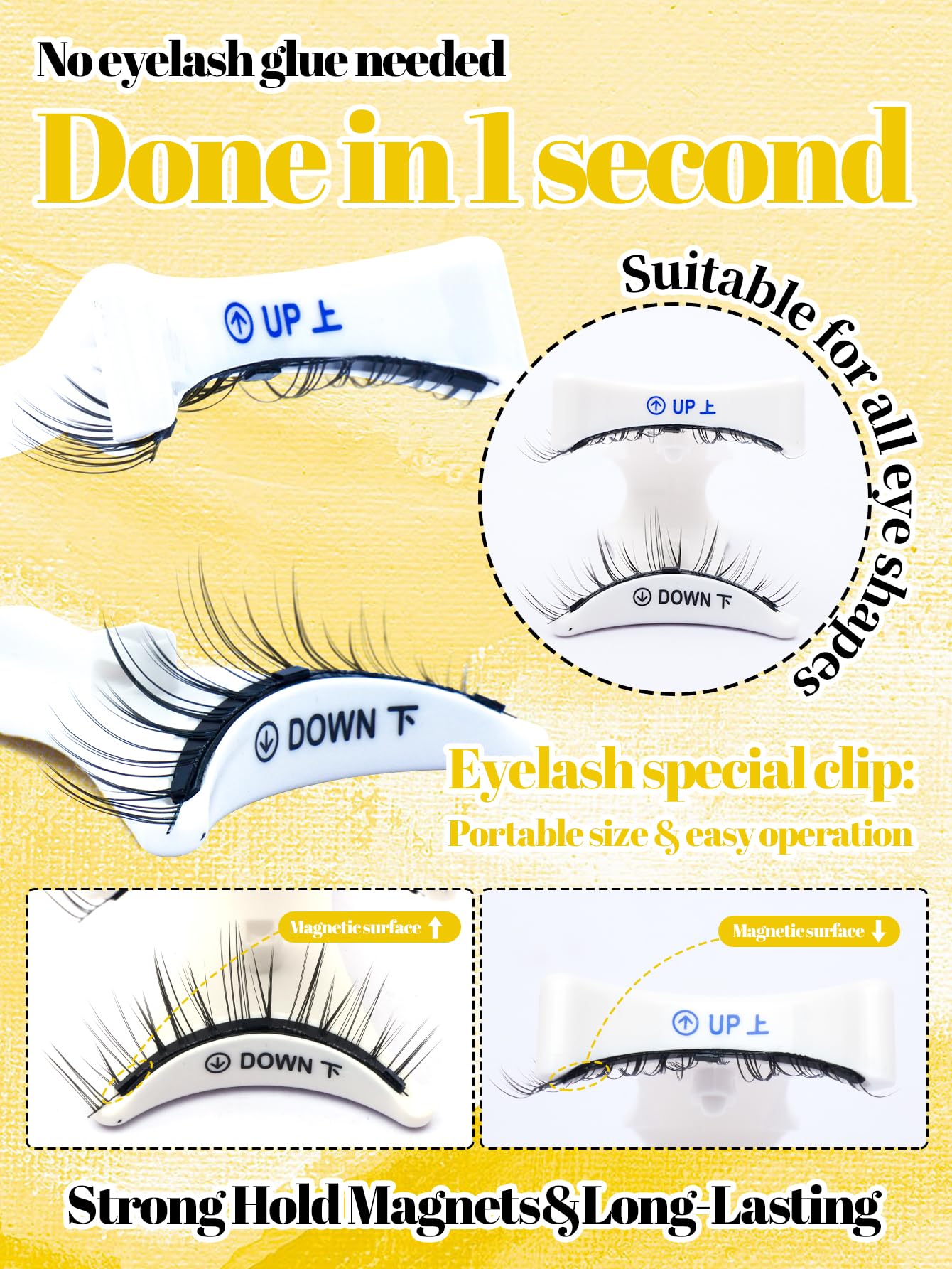 Elara Craft Magnetic Eyelashes with Applicator,Reusable Magnetic Lashes without Eyeliner, Glue-free False Lashes, Waterproof, Lightweight(Simple)