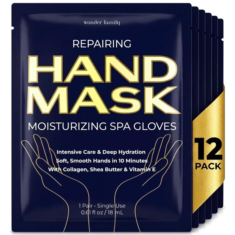 Collagen Hand Mask - Moisturizing Gloves with Shea Butter & Vitamin E | Overnight Treatment for Dry, Cracked Hands
