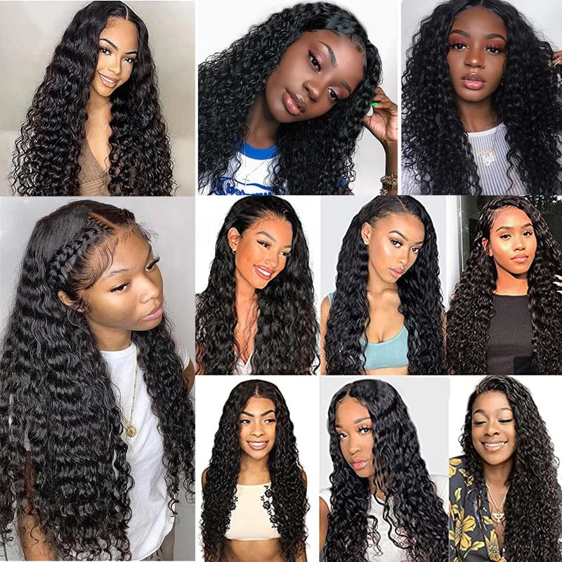 13x4 Ear To Ear Deep Wave Lace Closure 13x4 Deep Wave Lace Frontal Human Hair 180% Density Natural (13x4 Deep Wave, 16 Inch)