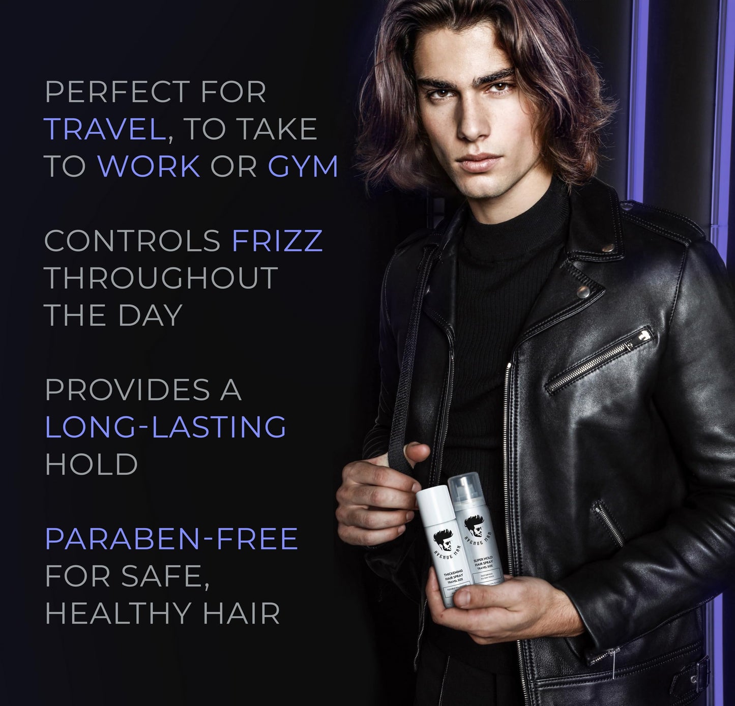 Avenue Man Super Hold Hairspray for Men - Travel Size Men Hair Spray for Long-Lasting Control - Shapes, Lifts & Holds Hair - Mens Hair Spray Extra Hold for Effortless All-Day Control - 1.76 oz