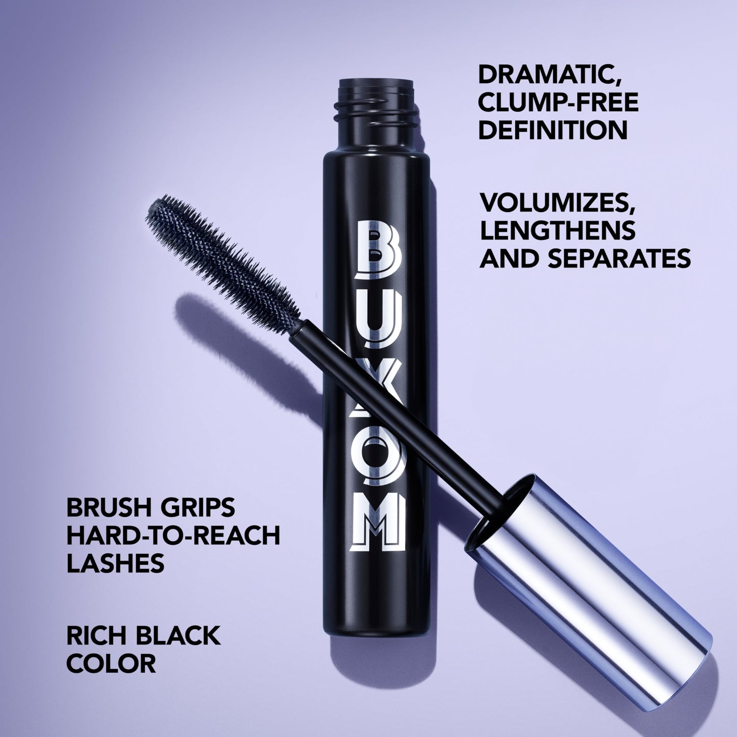BUXOM Lash Volumizing Mascara - Defining Mascara for Volume and Length with Vitamin E - Washable, Thickening & Clump-Free Eye Makeup - Blackest Black (0.37 oz)