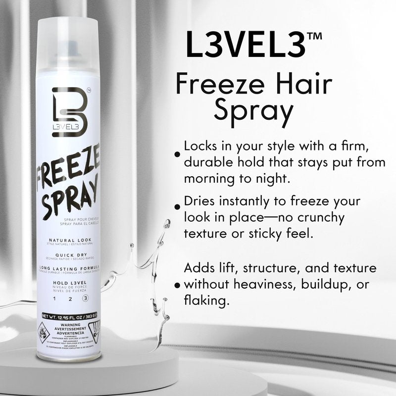L3 Level 3 Hair Spray - Long Lasting and Strong Hold Hair Spray (12.95 Oz)