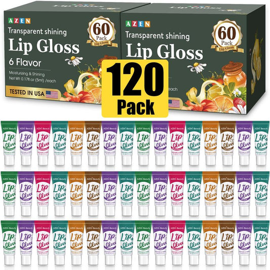 AZEN 120 Pack Lip Gloss Set, Clear Lip Gloss Bulk, Lip Oil for Dry Cracked Lips Moisturizing Hydrating Nourishing with Vitamin E, Mothers Day Gifts for Women