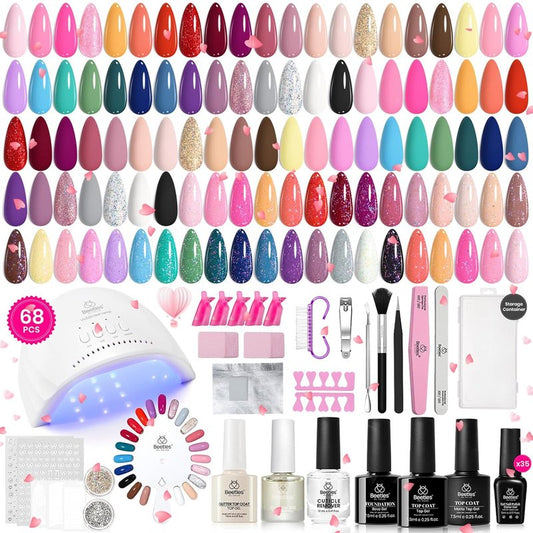 Beetles Gel Nail Polish Kit - 35 Color Gel Polish Set with UV Light | Glitter & Matte Finish for DIY Nail Art
