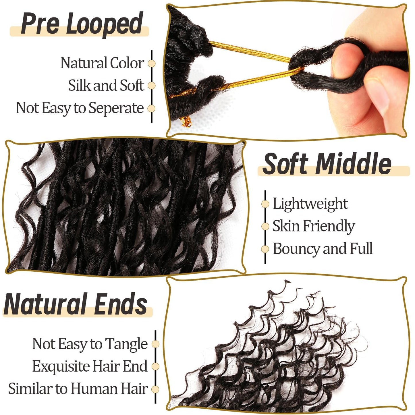 8 Packs Goddess Faux Locs Crochet Hair-30 Inch Boho Soft Locs Crochet Hair for Black Women (#1B, 30 Inch(Pack of 8)) (#1B, 30 Inch(Pack of 8))