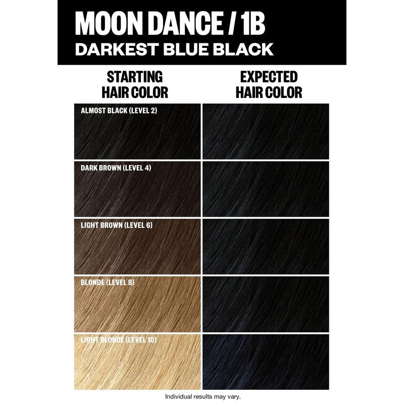 IGK Permanent Hair Dye Color Kit | 1B Moon Dance - Darkest Blue Black | 100% Gray Color Coverage + Strengthen + Shine | Ammonia Free