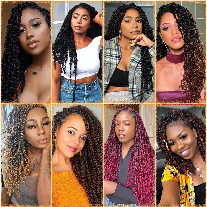 Nice One Pre-Twisted Passion Twist Hair 12 Inch, 112 Strands Short Passion Twist Crochet Hair for Women 8 Packs Ombre Brown Pre-Looped Passion Twists Braiding Synthetic Hair Extensions (12inch,T30#)