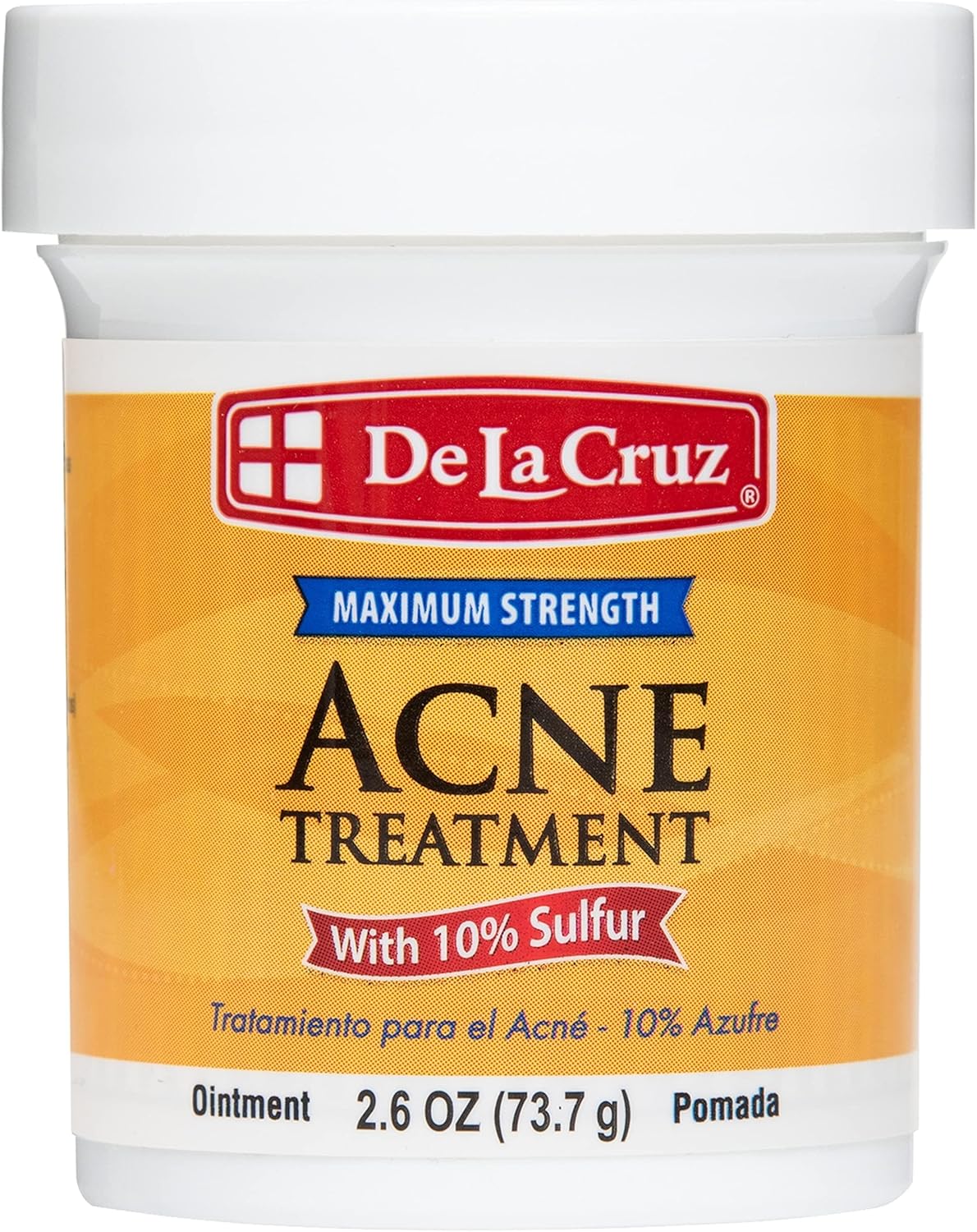 De La Cruz 10% Sulfur Ointment | Cystic Acne Treatment for Face & Body - 2.6 oz Daily Spot Treatment Mask