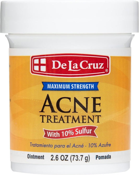 De La Cruz 10% Sulfur Ointment | Cystic Acne Treatment for Face & Body - 2.6 oz Daily Spot Treatment Mask