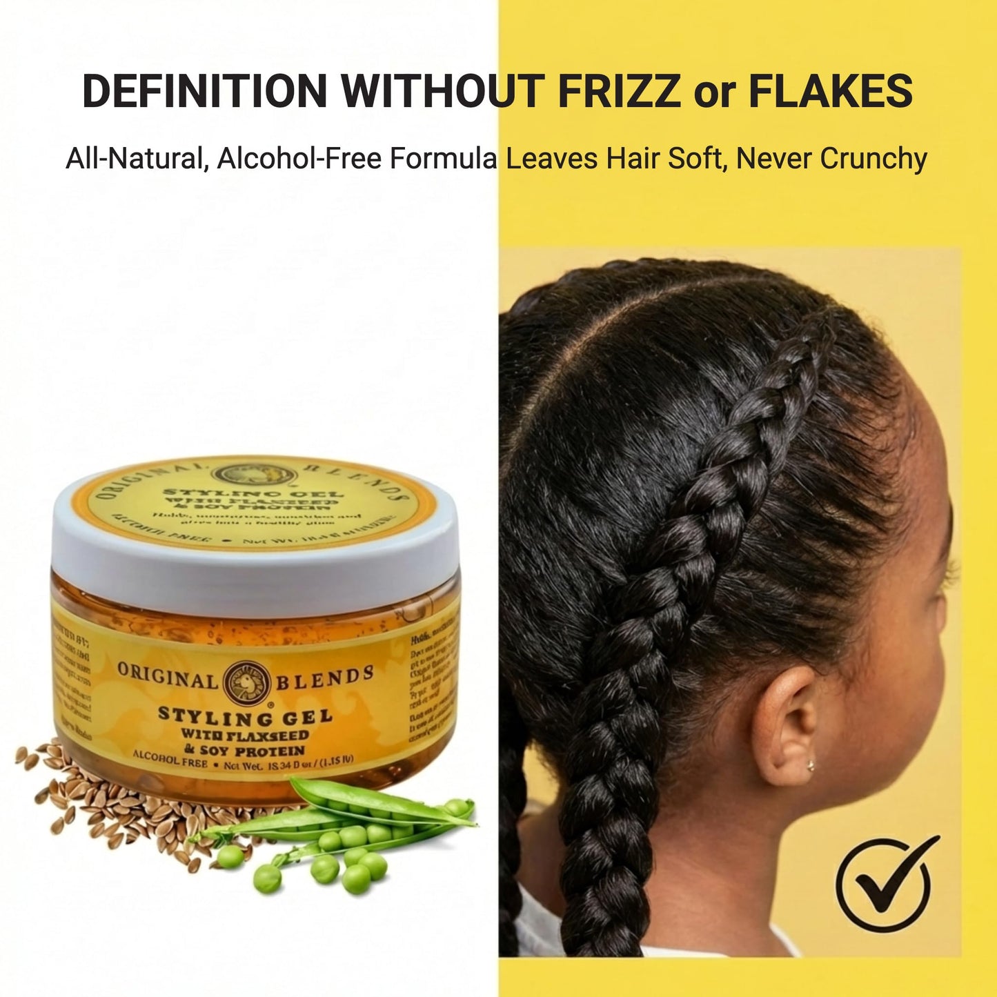 Natural Flaxseed Hair Gel for Kids & Families Alcohol-Free, Sulfate-Free, Paraben-Free, Vegan – Tames Frizz – Moisturizing & Gentle Styling Gel for Toddlers, Children & Adults (17.25oz Pump)