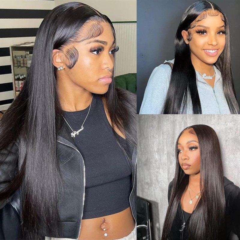 FEHOKA 13x4 Human Hair Lace Frontal 16 Inch Body Wave, Can be Curly and Dyed, Middle Part, With Baby Hair (16 Inch, 13x4 Black)