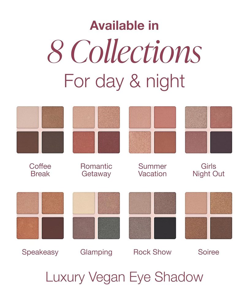 Mineral Fusion Eyeshadow Palette - 4 Versatile Shades in Matte, Satin & Shimmer Finishes | Natural Vegan Makeup - Glamping