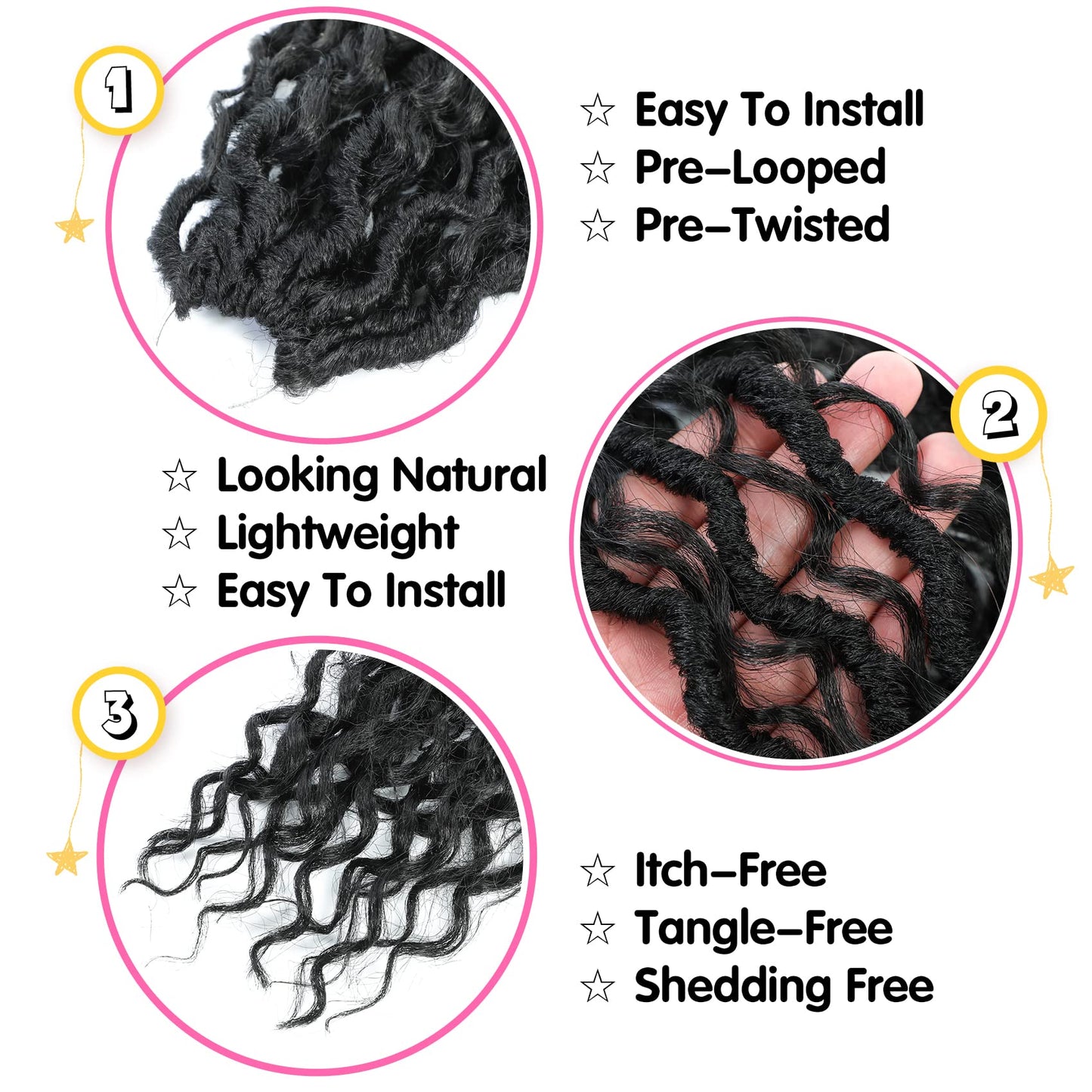 Fulcrum Goddess Locs Crochet Hair 18 Inch, 8 Packs New Faux Locs Crochet Hair for Black Women, Crochet locs with Curly Ends (18Inch (Pack of 8), 1B#)