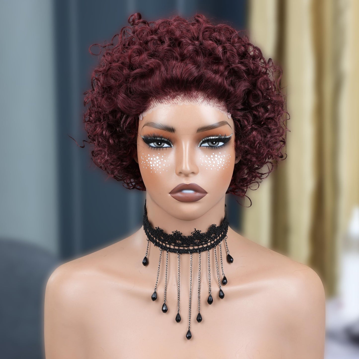 IMANI Short Curly Pixie Cut Wig Human Hair 5X5 Closure Glueless Wigs Human Hair Pre Plucked Pre Cut 8 Inch Brazilian Real Hair Pixie Wigs for Black Women Natural Color