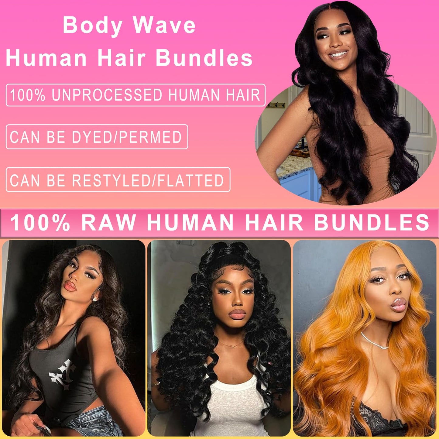 Aptatuse Body Wave Bundles Human Hair 24Inch 12A Human Hair Bundles 100% Unprocessed Brazilian Raw Virgin Hair Extensions 1 Bundle Natural Black