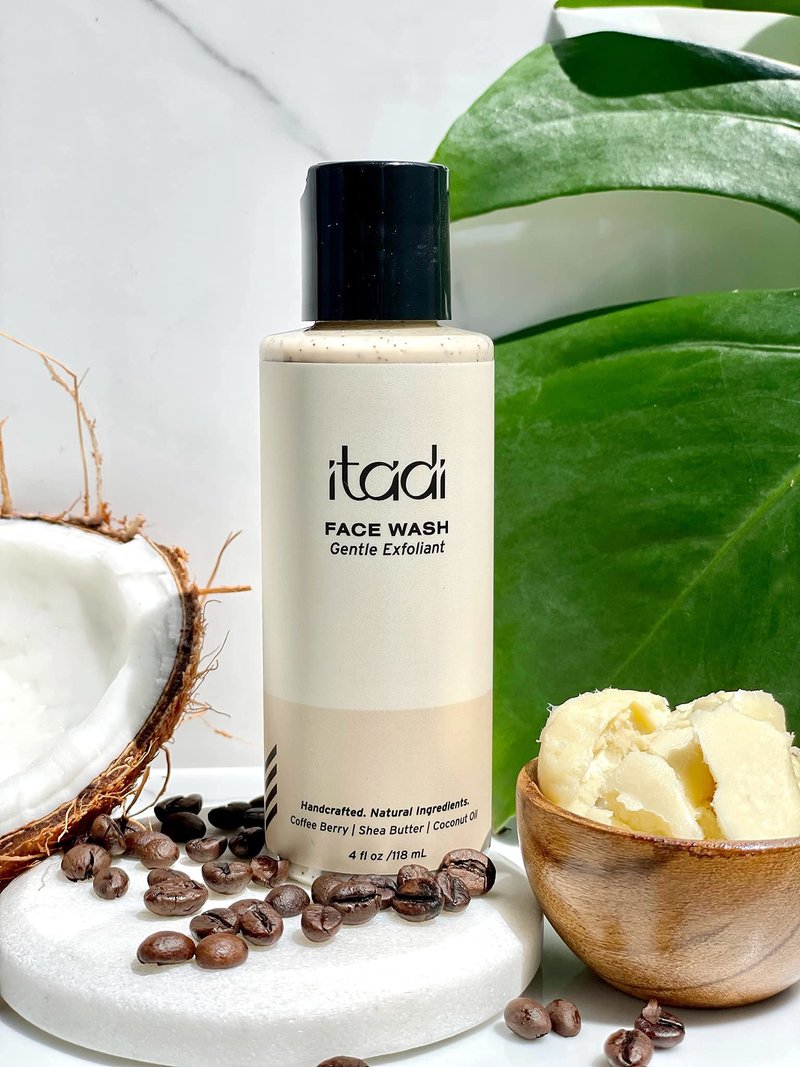 ITADI Organic Daily Gentle Face Exfoliator Wash | Coffee Berry Infused Face Scrub Exfoliator | Best for Women & Men | 4oz