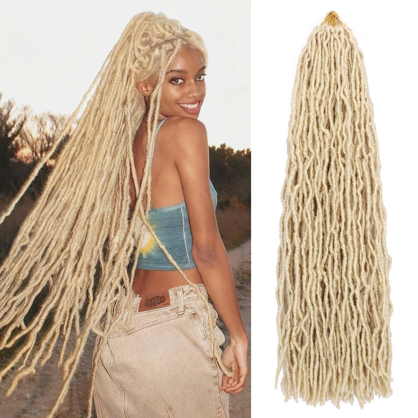 DACAI XIU Faux Locs Crochet Hair 7 Packs Soft Locs Crochet Hair Pre Looped Goddess Locs Dreadlocs Synthetic Hair For Black Women (613#, 30 Inch (Pack of 7))