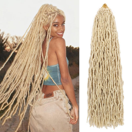 DACAI XIU Faux Locs Crochet Hair 7 Packs Soft Locs Crochet Hair Pre Looped Goddess Locs Dreadlocs Synthetic Hair For Black Women (613#, 30 Inch (Pack of 7))