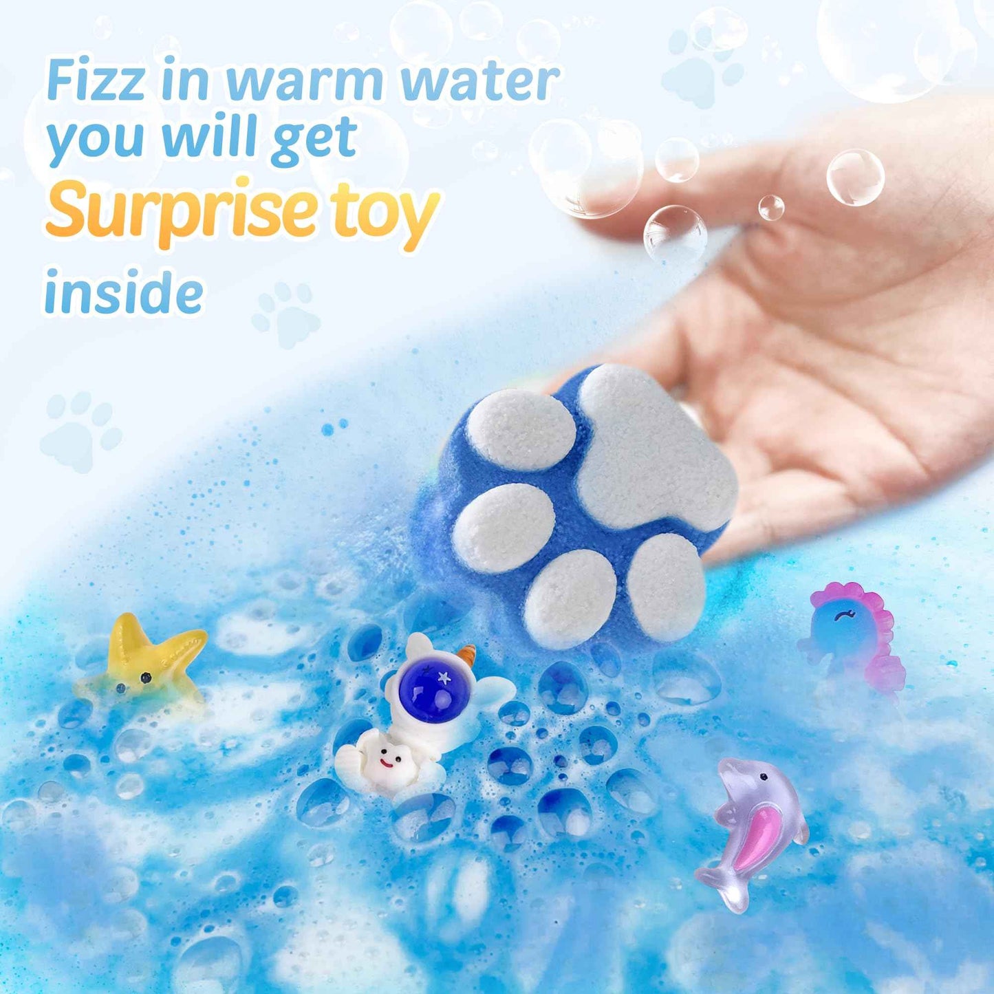 Bath Bombs for Kids with Surprise Inside, 32 Pack Paw Bath Bombs with Toy, Ocean Animals and Space Planet Toys SPA Fizzy Handmade Natural Bath Bomb Gift Set at Christmas, Birthday