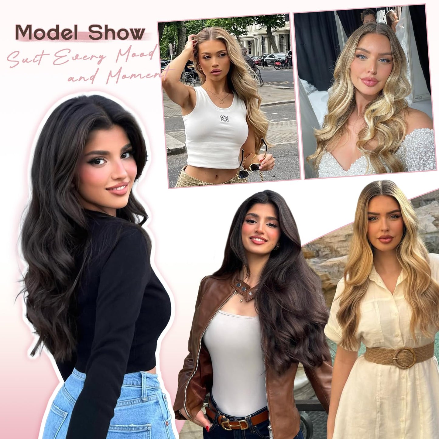 Long Wavy Wig for Women, 26 Inch Synthetic Lace Hairline Ombre Blonde Wigs, Natural-Looking Secure Fit, Soft Heat Resistant Fiber