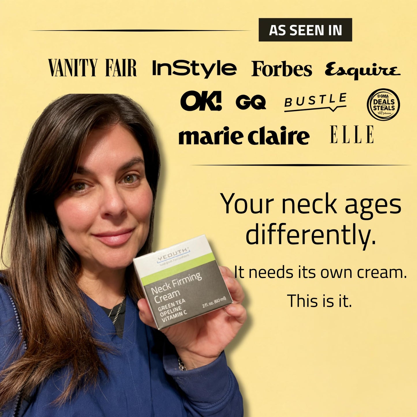 YEOUTH Neck Firming Cream with Vitamin C and Peptides, Neck Cream for Tightening and Firming Chest, Décolleté, Double Chin, Turkey and Crepey Skin