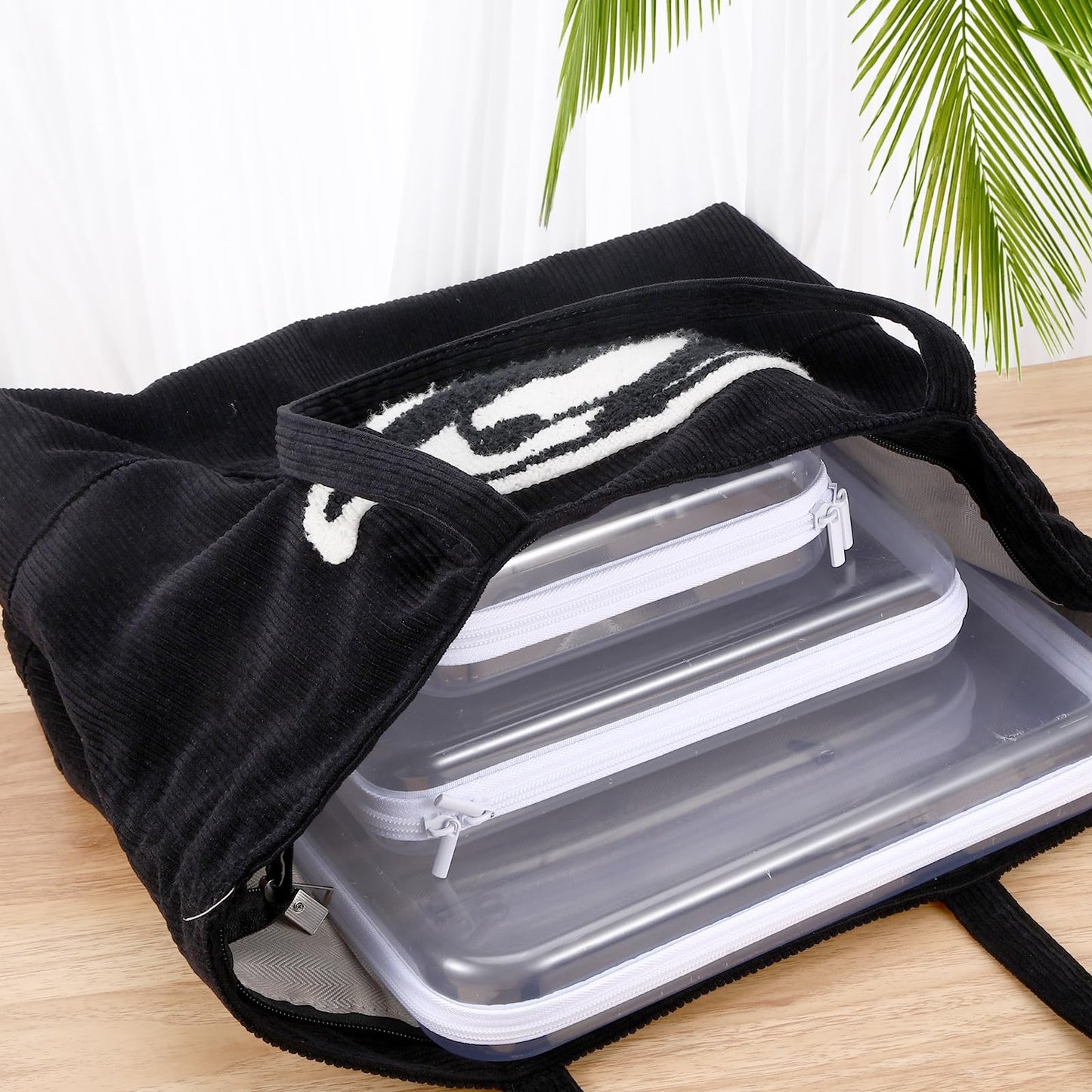 2 Pcs Clear Hard Shell Zipper Case, Portable Clear Zipper Pouches Hard Shell, Waterproof Plastic Transparent Storage Box Set with Double Zips for Cosmetic Stationery Snack Toy Storage Organizer Bins