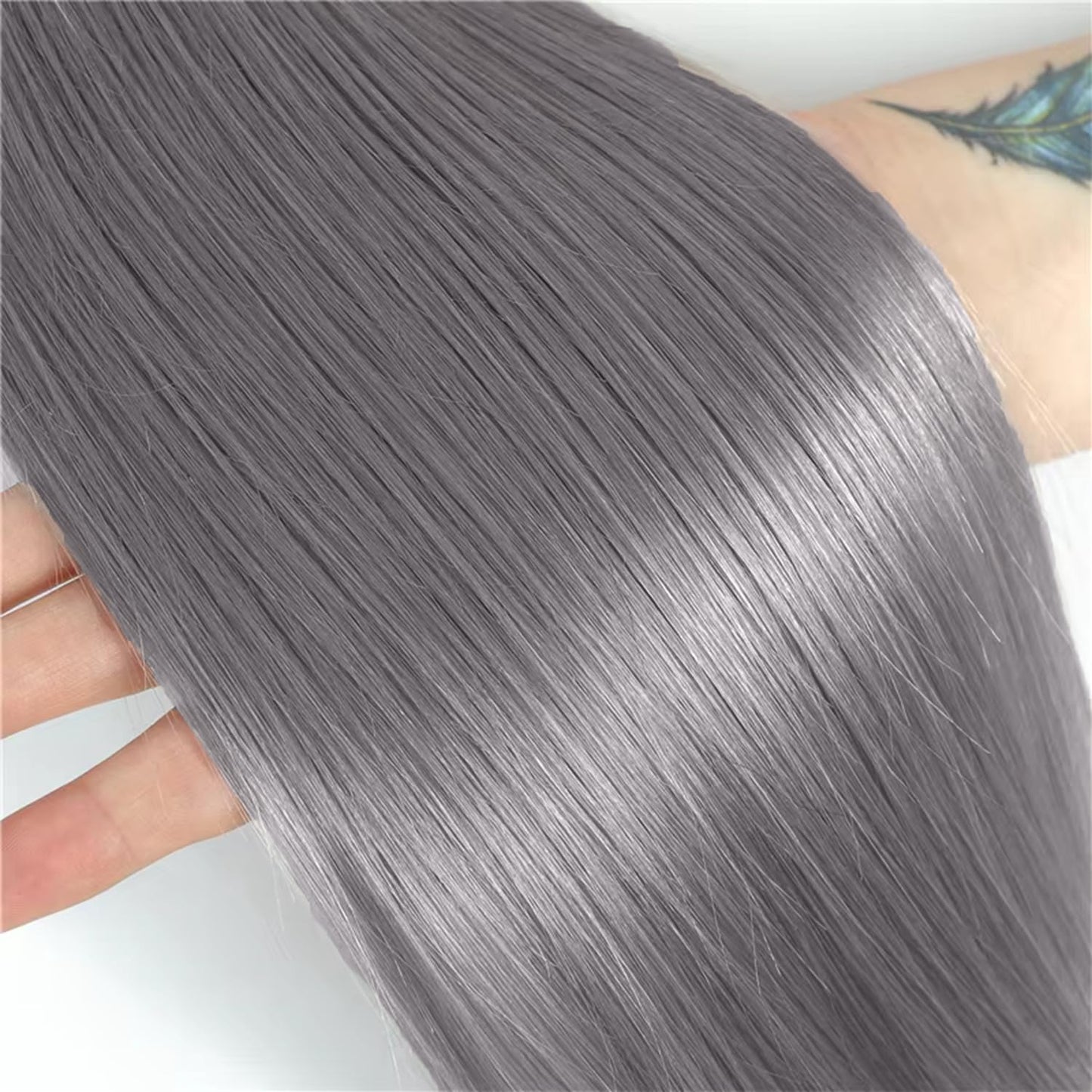 Grey Bundles Straight Bundles Human Hair 22 Inch Unprocessed Brazilian Virgin Weave Hairs Gray 1 Bundle 50 Gram Per Bundle Human Hair Extensions