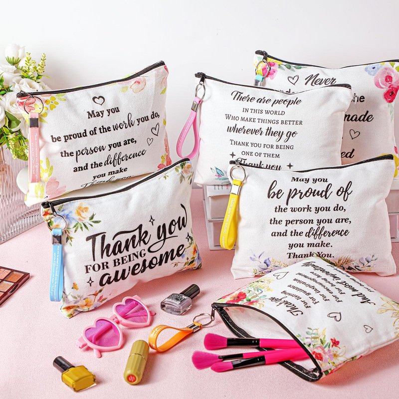 Panelee 48 Pcs Graduation Inspirational Gifts Makeup Cosmetic Bag Bulk with Zipper Keychain Bibles Employee Appreciation Makeup Bags Motivational Gift for Ladies Women Teacher Coworker Gifts