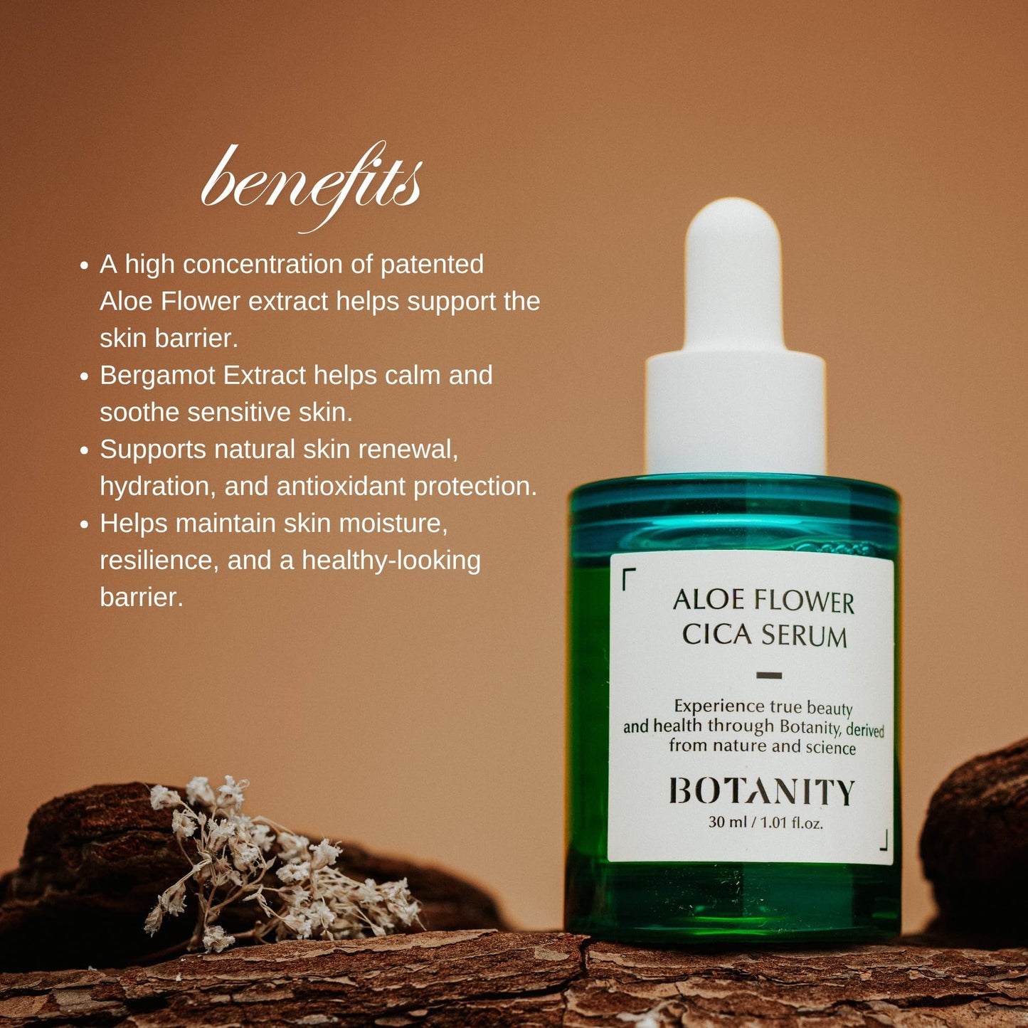 NatureTech Aloe Flower Cica Serum, Korean Glow Serum, Rapid Soothing & Moisturizing, Ideal for Sensitive Skin, 1.01 fl. oz. (30ml)