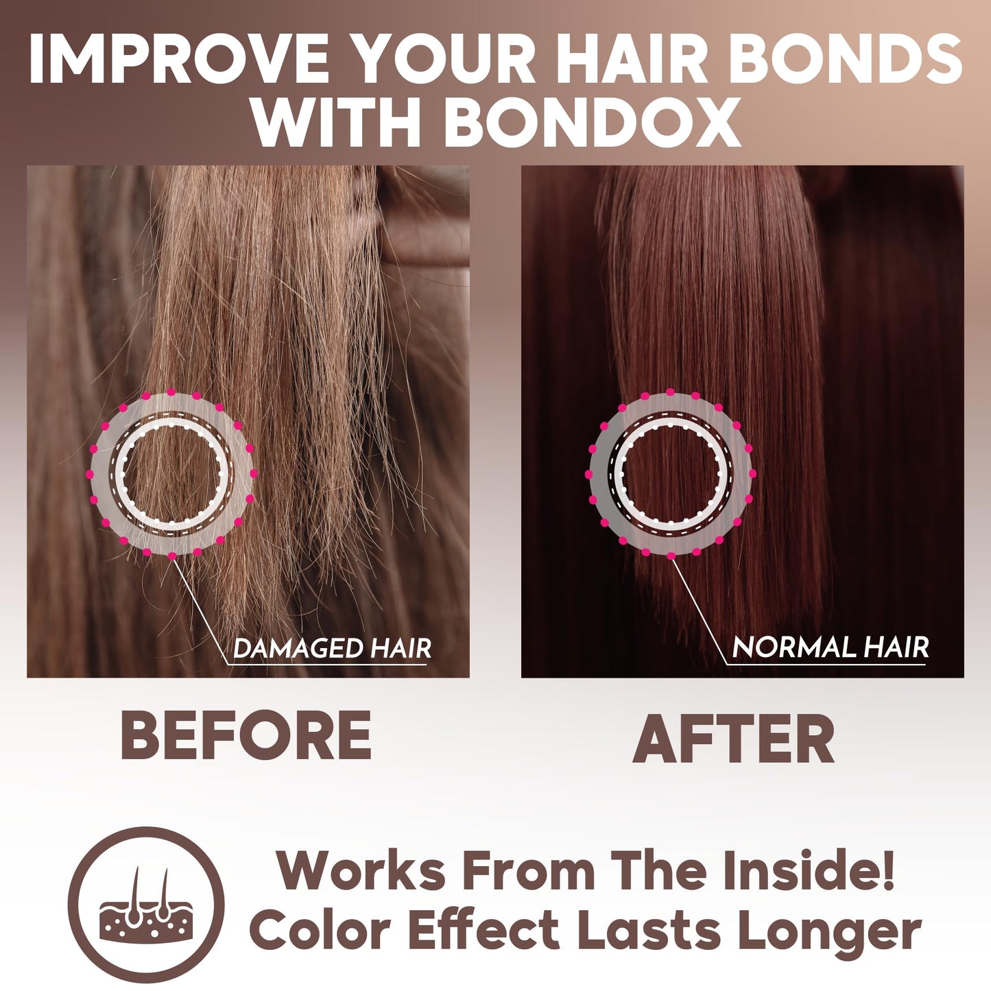Hair Treatment Mask Damaged Dark Brown Color BONDOX 8.8oz | Color Depositing Mask with Almond Oil | Marine Seaweed Collagen | Formaldehyde-Free | Enhances Elasticity, Flexibility, Softness & Moisture