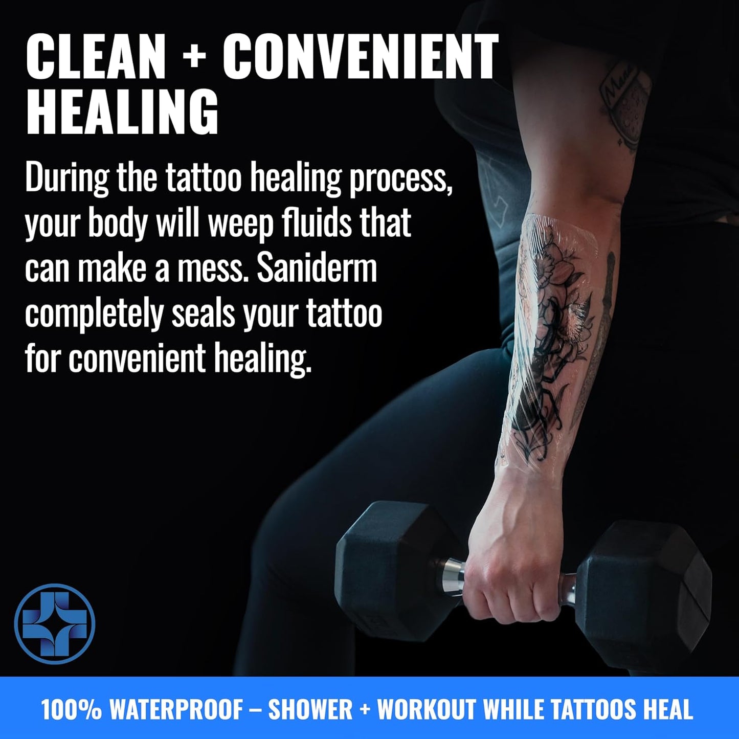 Saniderm Tattoo Aftercare Bandage - Sterile, Waterproof Protection | Large Pack (8 in x 10 in) for Faster Healing