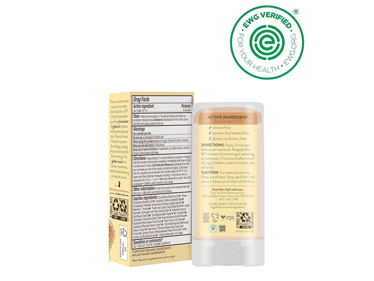 Babo Botanicals Daily Sheer Mineral Tinted Sunscreen Stick SPF 50 - Natural Zinc Oxide - EWG Verified, Fragrance-Free, Water Resistant