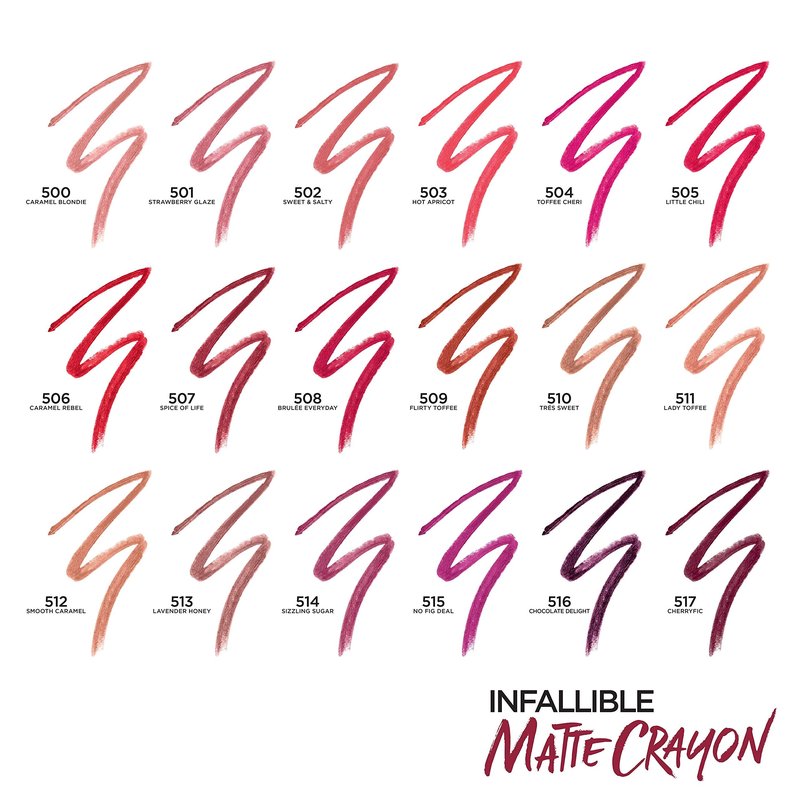 L'Oreal Paris Infallible Matte Lip Crayon, Strawberry Glaze (Packaging May Vary)