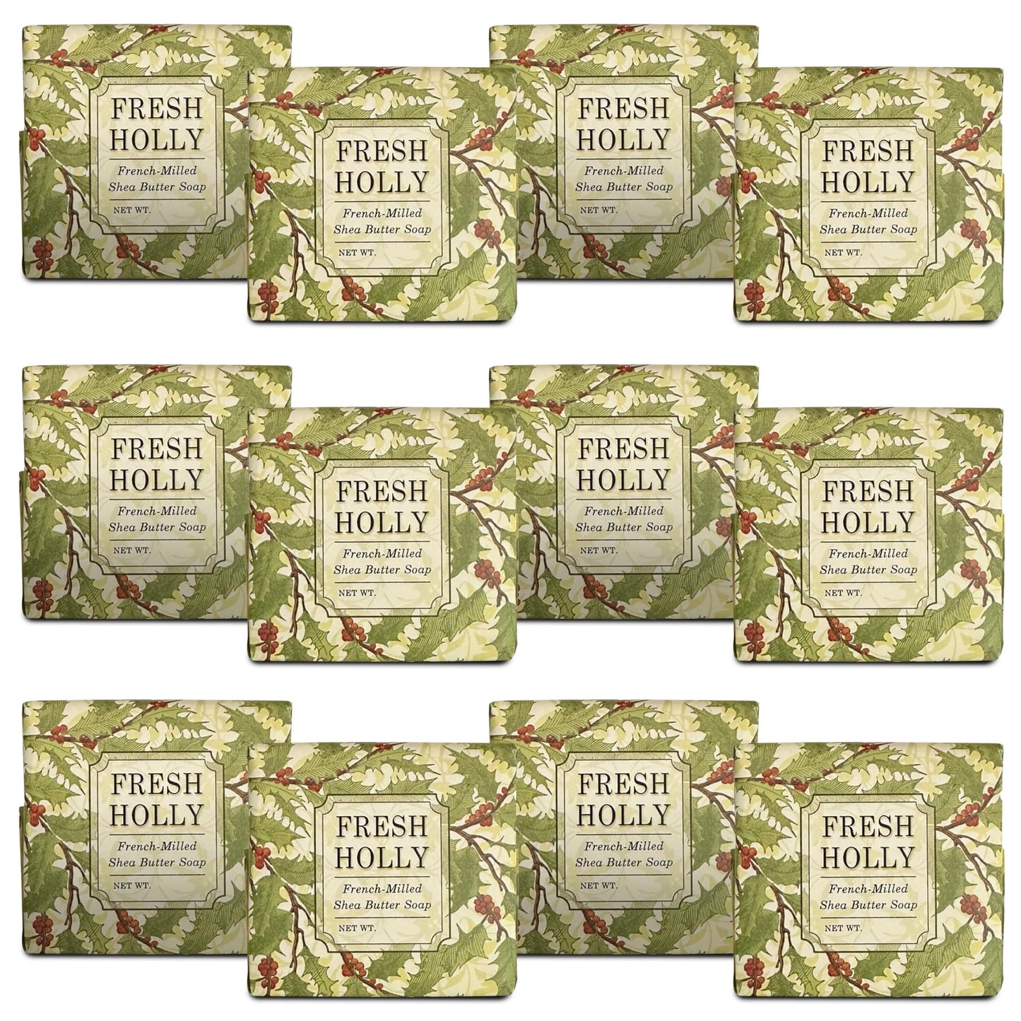 Greenwich Bay Mini Botanical Soap Bars – 12 Pack 1.9 oz Each – Individually Wrapped Guest Soaps for Airbnb, Spa, Travel, Bath – Travel Size Bar Soap Set, Fresh Holly