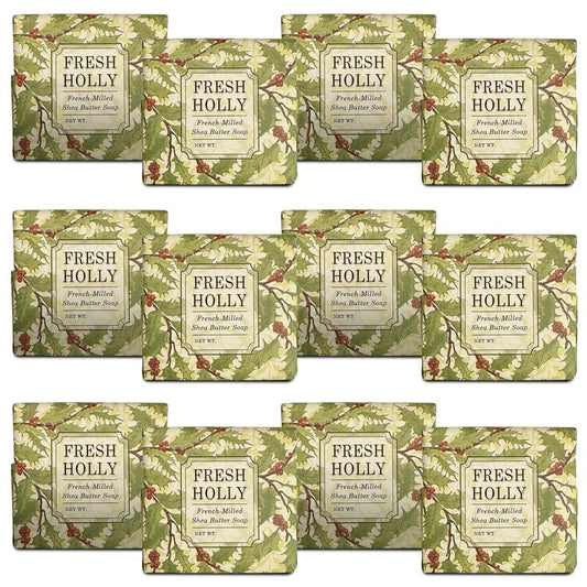 Greenwich Bay Mini Botanical Soap Bars – 12 Pack 1.9 oz Each – Individually Wrapped Guest Soaps for Airbnb, Spa, Travel, Bath – Travel Size Bar Soap Set, Fresh Holly