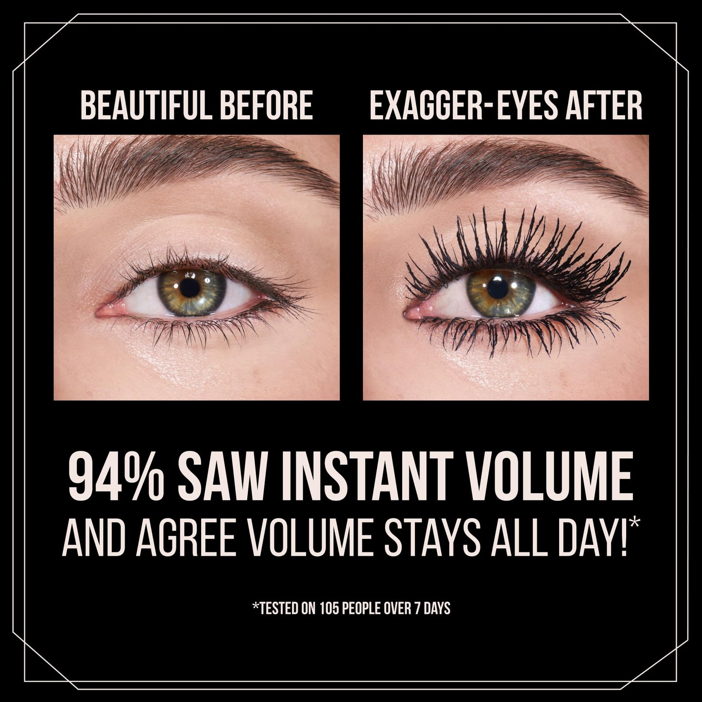 Charlotte Tilbury Exagger-Eyes Instant Volume Mascara Makeup – Volumizing, Lengthening, No-Clump Mascara with 28-Hour Smudge-Proof & Flake-Proof Wear – All Day Wear Formula