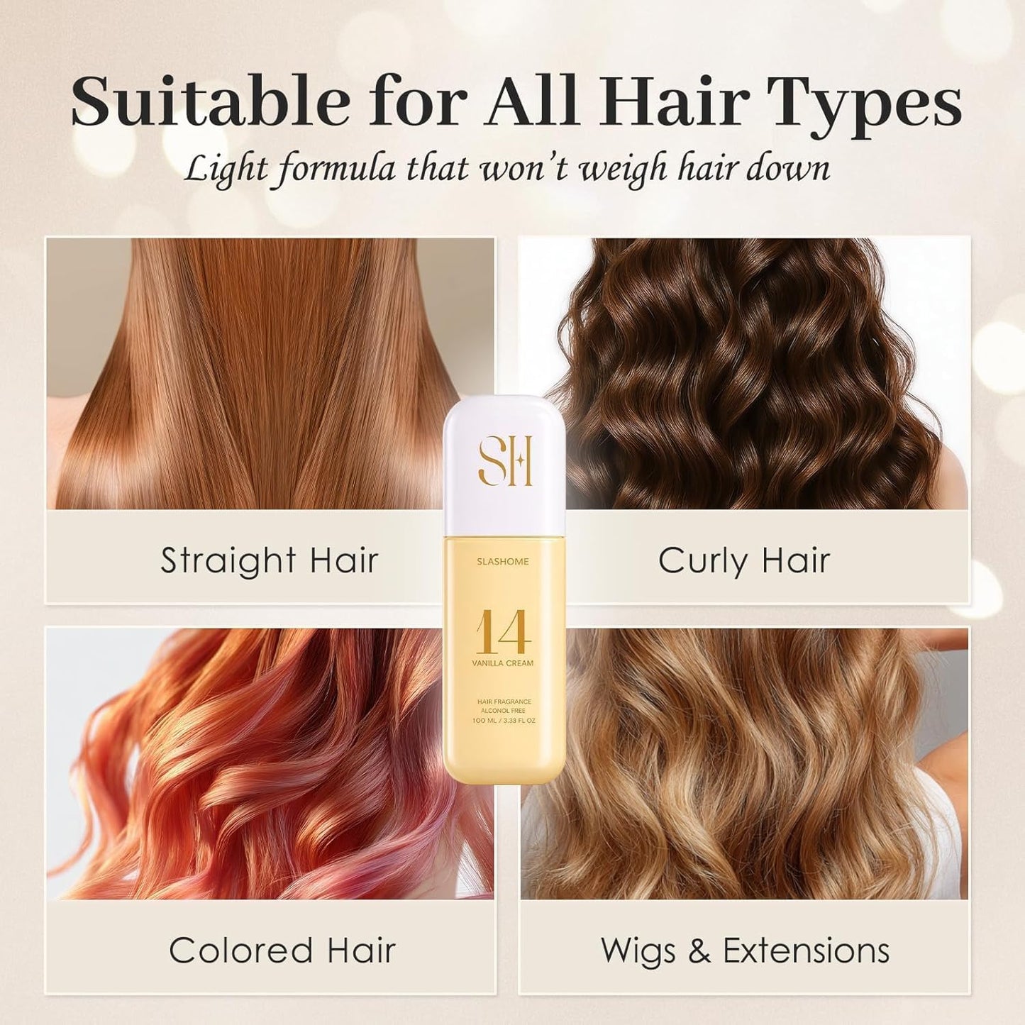 Hair Perfume for Women – Vanilla Cream, Alcohol-Free Soft & Moisturizing Hair & Body Mist, Long-Lasting Clean Fragrance for Hair, Wigs & Fabric, Mother’s Day & Birthday Gift, 100ml / 3.38 fl oz