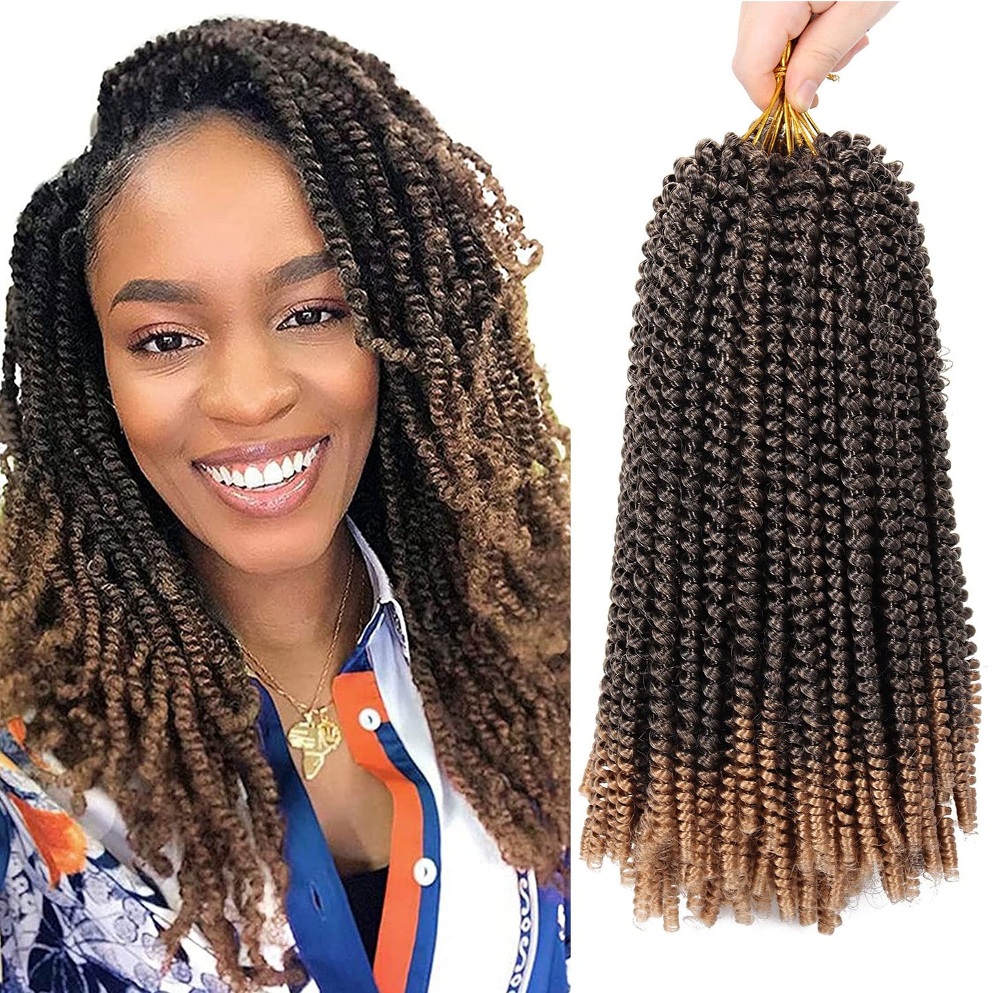 6 Packs Spring Twist Hair 14 Inch Spring Twist Crochet Hair Fluffy Spring Twist Synthetic Fiber Twist Crochet Braids Low Temperature Twist Crochet Hair for Women(T1B/27#)